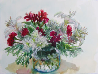 "Watercolor Bouquet,still life,watercolor,9x12,price $100" original fine art by Joy Olney