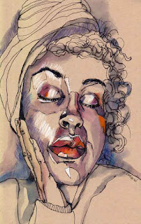 "Peaceful Girl     #30faces30days   #sktchy" original fine art by Kay Smith