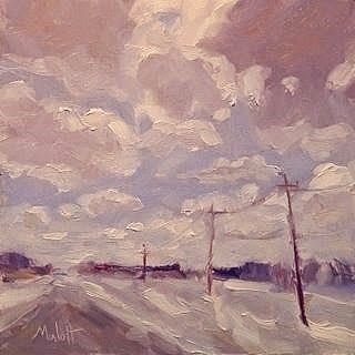 "Winter :Landscape Oil Painting 6x6" original fine art by Heidi Malott