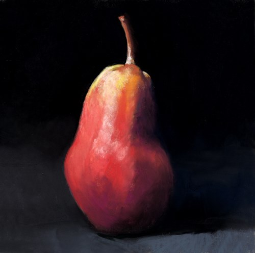 "pear on black" original fine art by Ria Hills