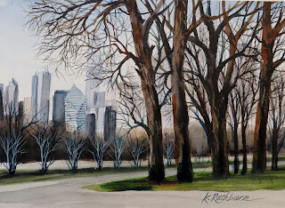 "Winter in Chicago II" original fine art by Kathy Los-Rathburn
