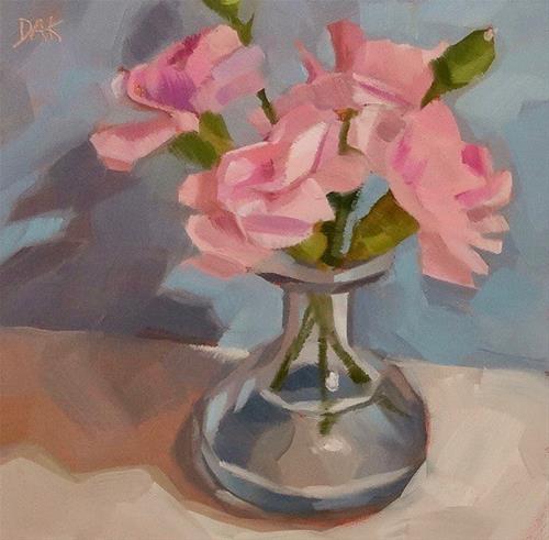 "Pink Carnations" original fine art by Deborah Ann Kirkeeide