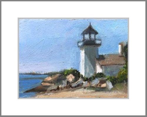 "Bristol Ferry RI Lighthouse" original fine art by Donna Pomponio Theis