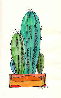 "Turquoise Cactus" original fine art by Kay Smith