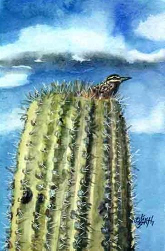 "Cactus Wren Resting" original fine art by Kay Smith