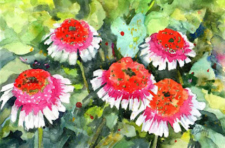 "Strawberry and Cream Coneflowers" original fine art by Kay Smith