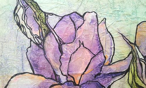 "WILD IRIS Floral ZEN Inspired Watercolor On Tissue Lynne French Art" original fine art by lynne french