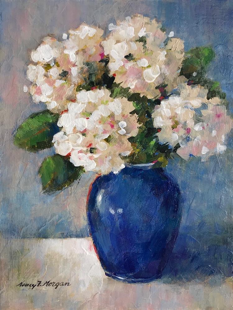 "Hydrangeas in Blue Vase" by Nancy F.