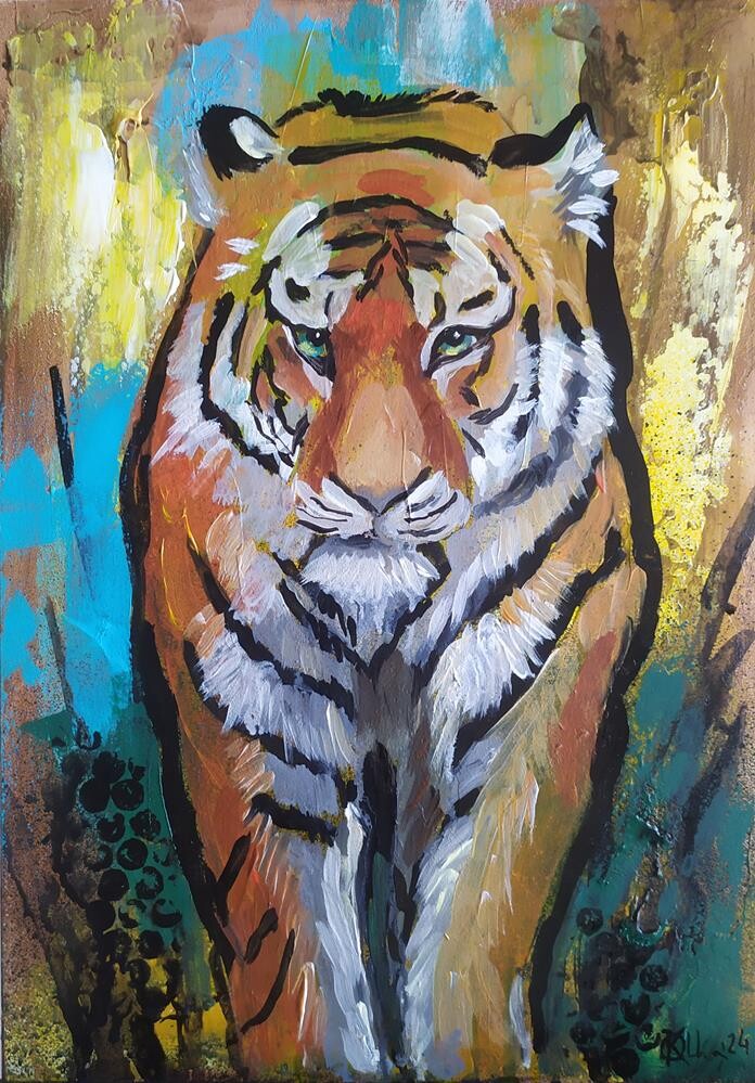 『発見うー特価』　Aykid Tiger アイキッド　タイガー　絵画　油絵 生活応援うー特価』 Aykid Tiger アイキッド タイガー 絵画 油絵