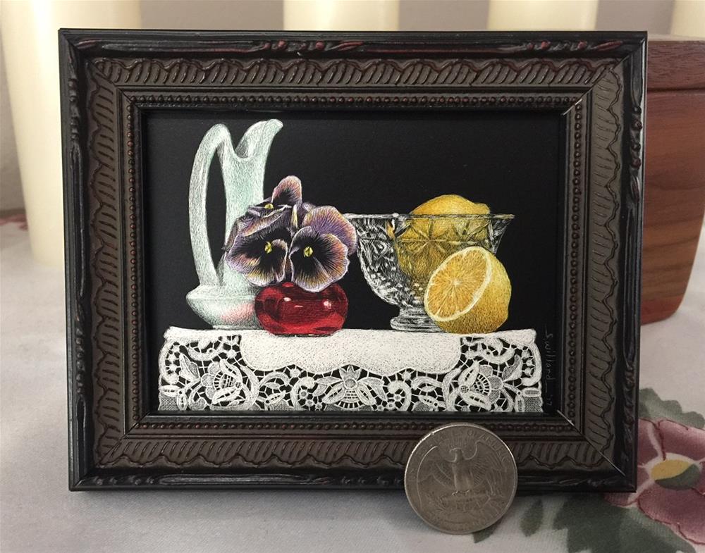 "Pansies and Lemons" original fine art by Sandra Willard