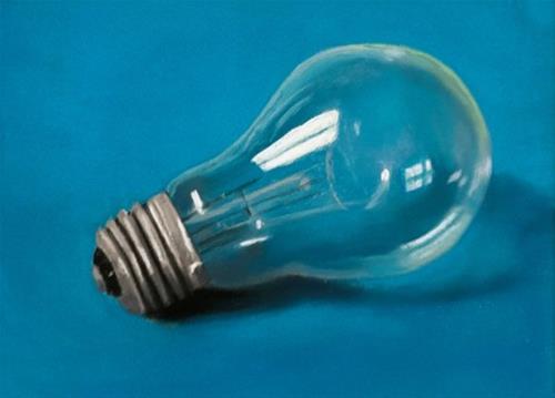 "Blue light bulb pastel" original fine art by Ria Hills