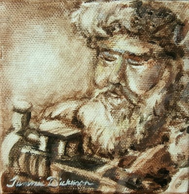 "Santa and the Train" original fine art by Tammie Dickerson