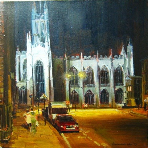 "Bath Abbey, Nocturne" original fine art by Adebanji Alade