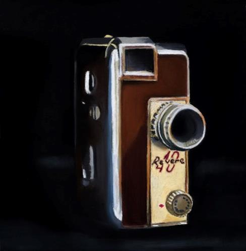 "Retro Movie Camera painting" original fine art by Ria Hills