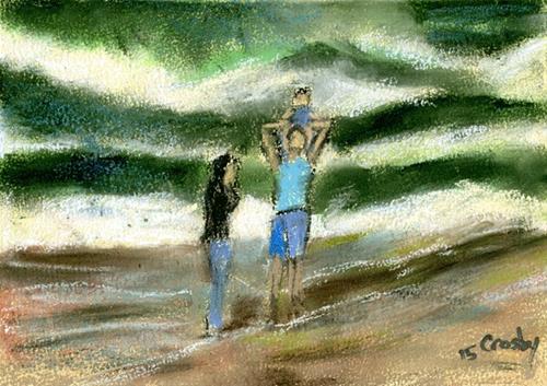 "Beach Family Time" original fine art by Donna Crosby