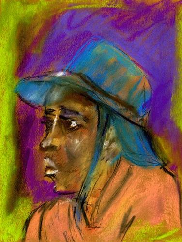 "He Likes Hats" original fine art by Donna Crosby