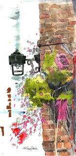 "Brick Building with Lamp" original fine art by Kay Smith