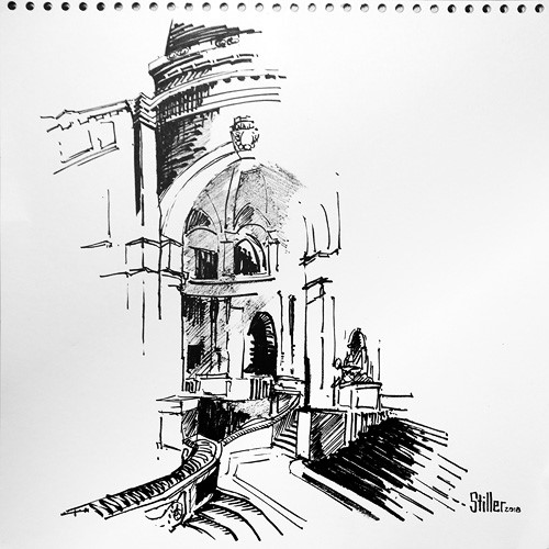 "2728 Town Hall" original fine art by Dietmar Stiller