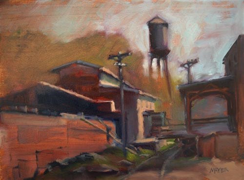 "The Urban Goat Farm" original fine art by Margaret Mayer