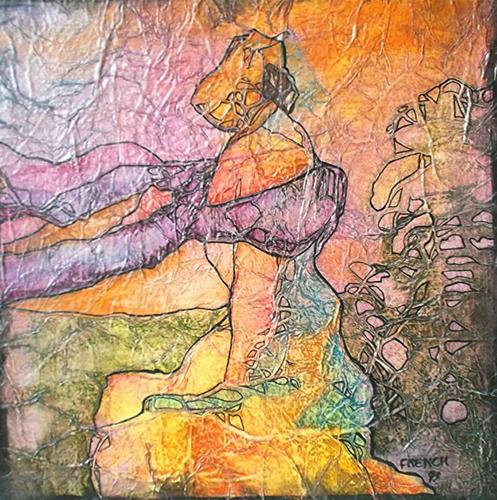 "Zen Inspired Watercolor on Tissue Painting Gypsy Bohemian Gaia Portrait Art Lynne French" original fine art by lynne french
