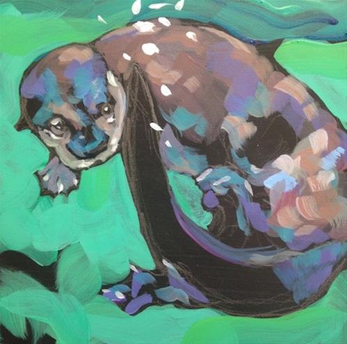 "Peek-A-Tail" original fine art by Kat Corrigan