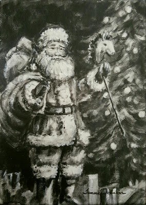 "Santa and the Stick Pony" original fine art by Tammie Dickerson