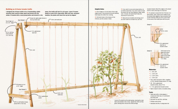 schematics for a-frame tomato trellis