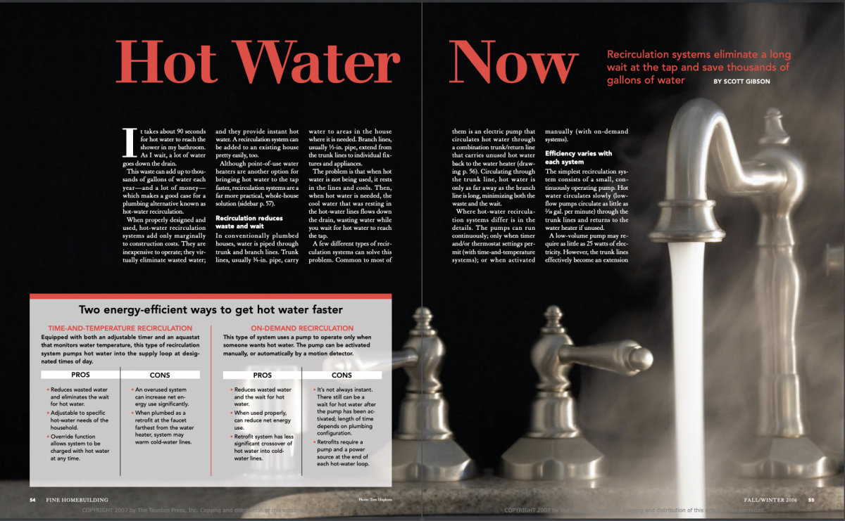 Hot Water Now Fine Homebuilding