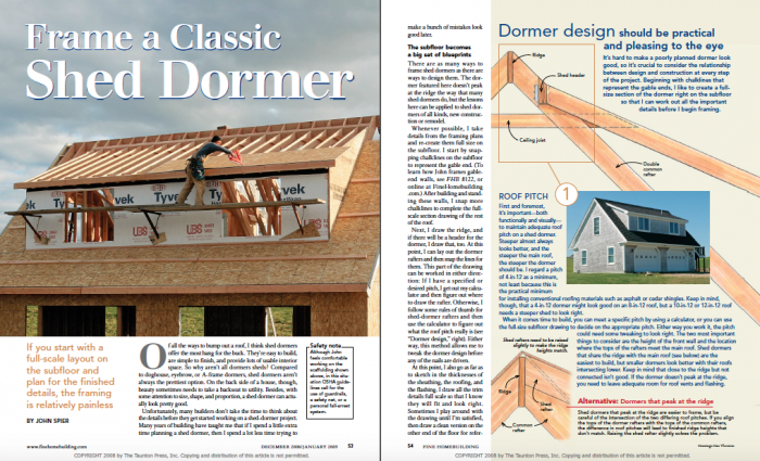 Frame a Classic Shed Dormer - Fine Homebuilding