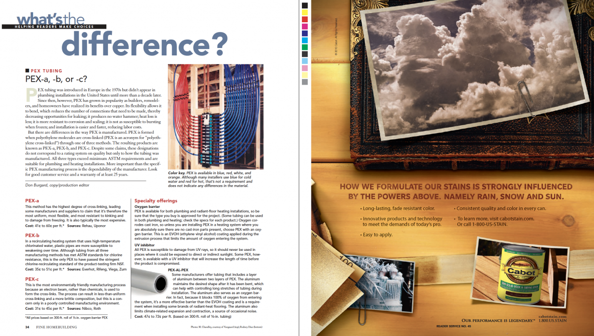 pex tubing magazine spread