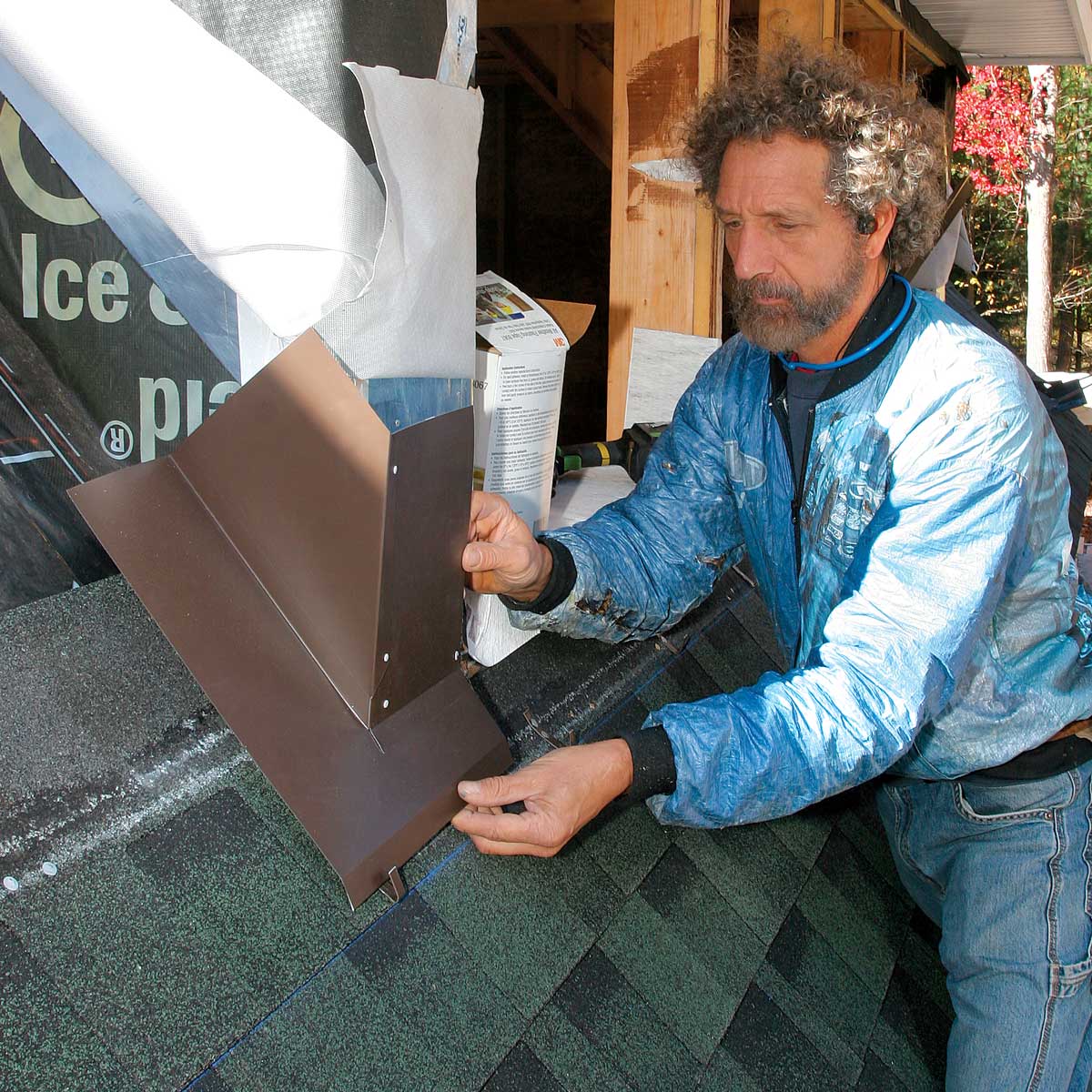 Many roofers try to seal the joint with caulk or tar, which don’t last long. Instead, I seal the joint from the underside with flexible self-adhering membrane to keep water out for the long term.