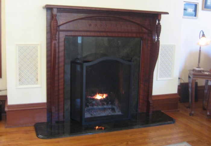 Quilted Redwood Victorian Fireplace Mantle With Hidden Tv Fine