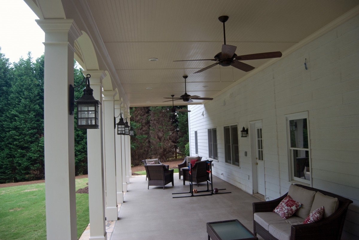 Porch and Deck Combo with Fireplace and Patio in Johns Creek
