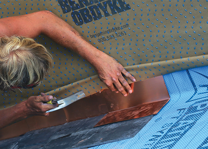 corners are nailed to the sheathing