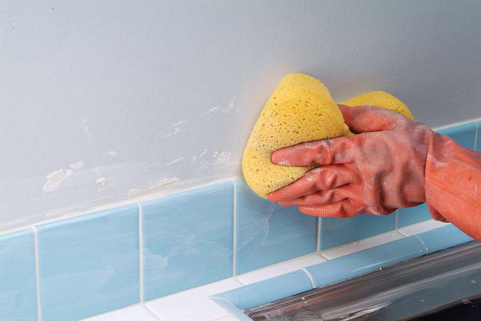sponging off grout