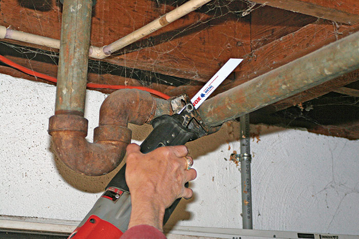 cut the pipe at the threads