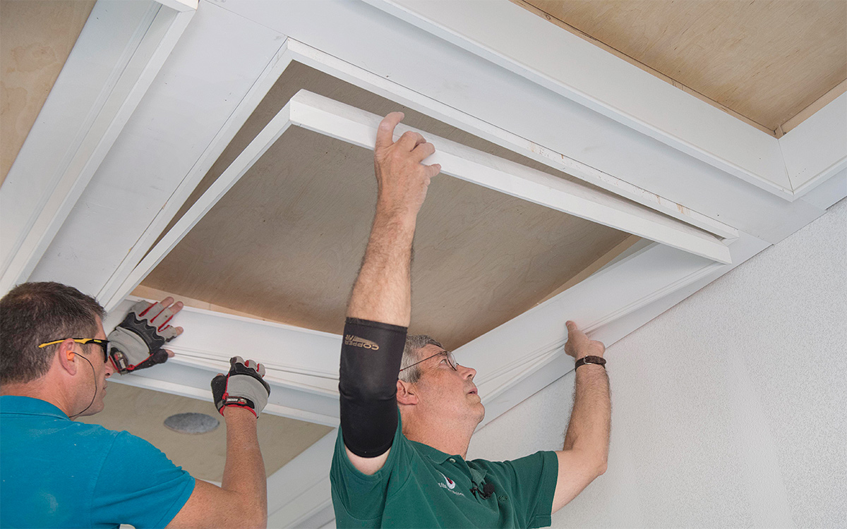 adding cove molding to coffered ceiling