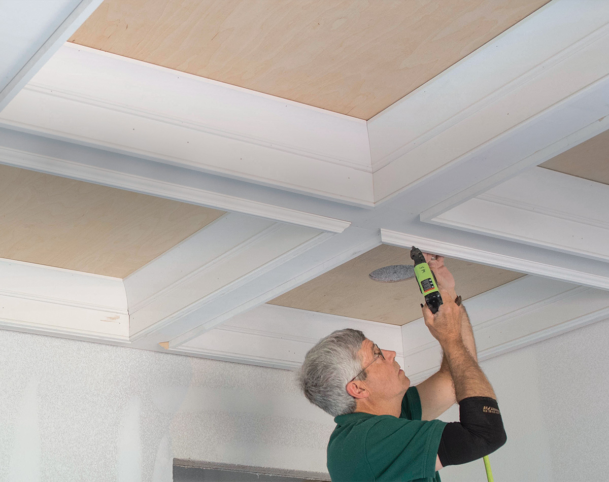 adding panel molding to coffered ceiling