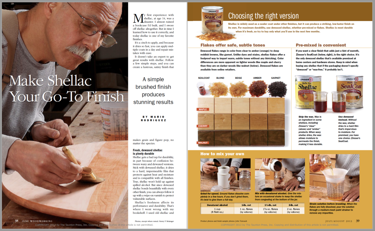 Make Shellac Your Go-To Finish - FineWoodworking