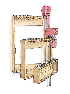Space-Saving Rack for Bar Clamps - FineWoodworking