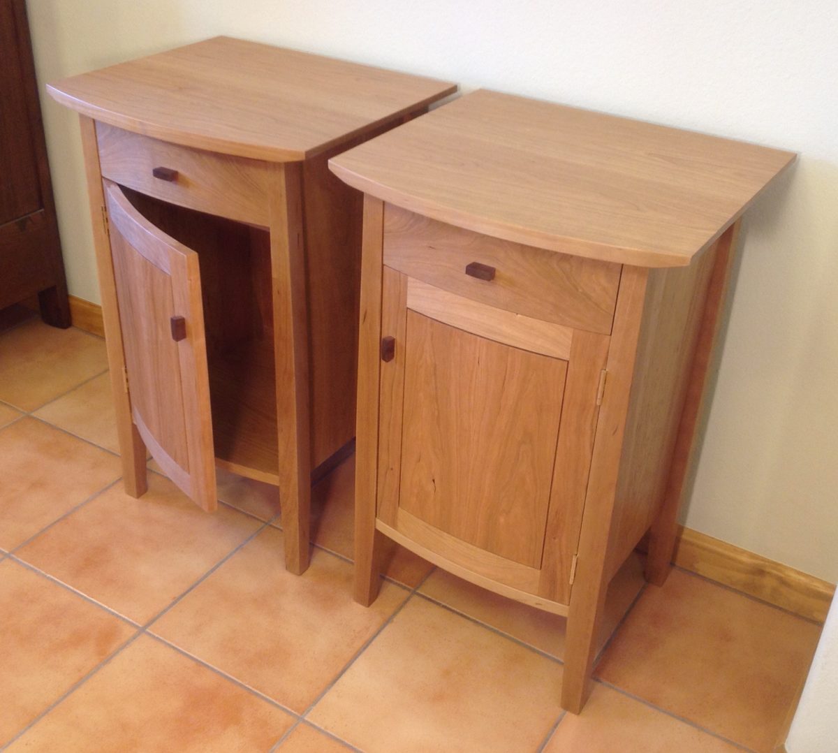 Curved front cherry bedside tables - FineWoodworking