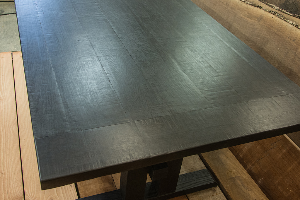 Custom Furniture Regina Dining Table With A Scorched Finish