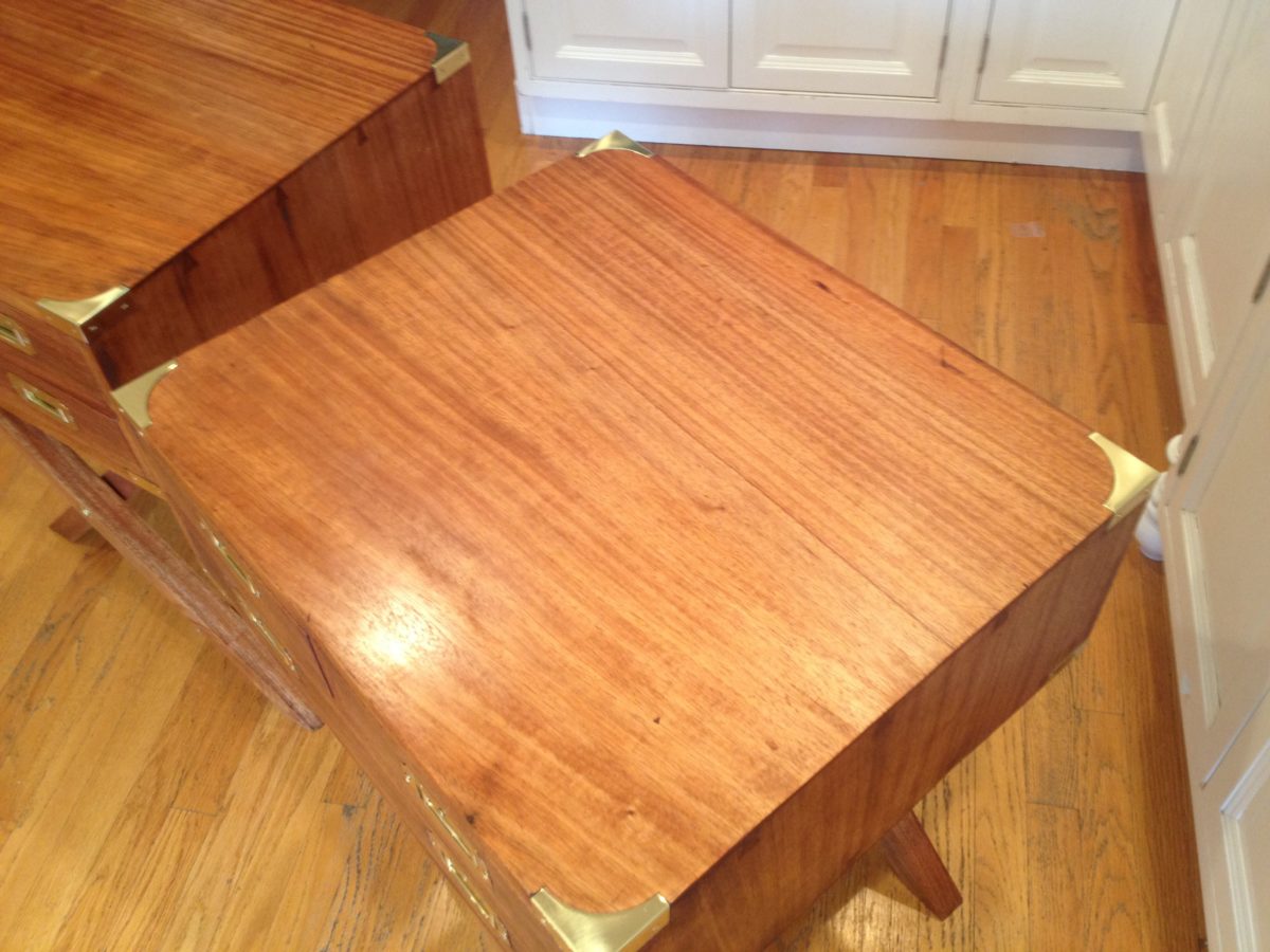 Campaign style mahogany end tables FineWoodworking