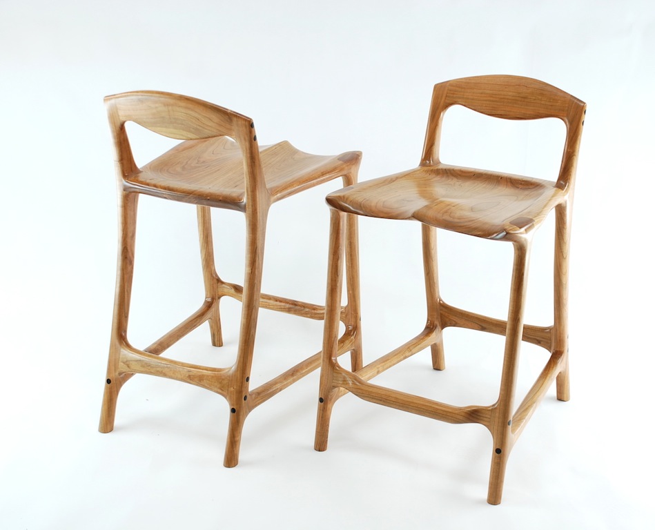Sculpted Cherry Bar Stools FineWoodworking