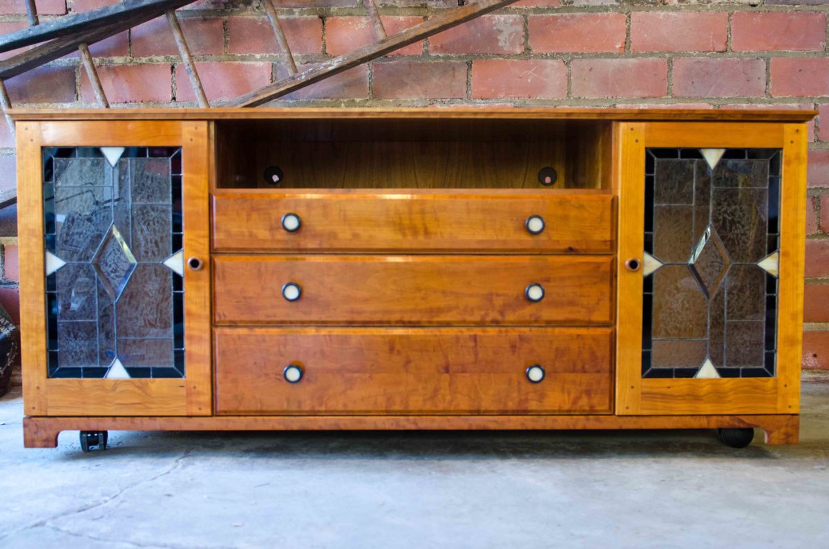 TV with stained glass and matching knobs FineWoodworking