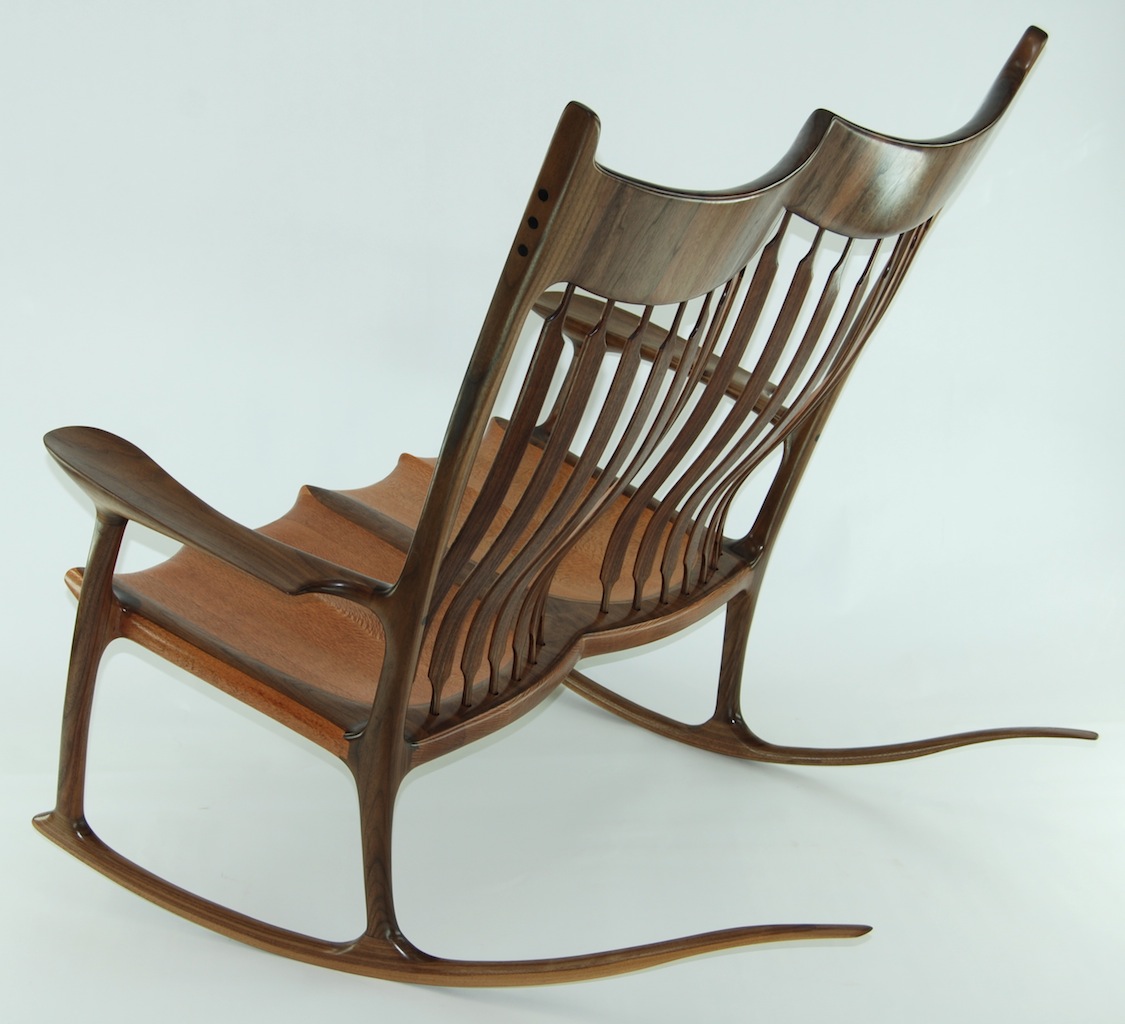 Custom Double Rocking Chair - Lacewood & Walnut - FineWoodworking