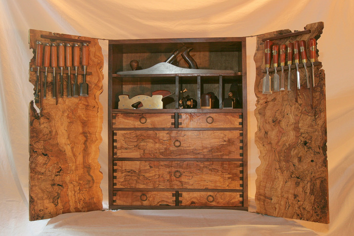 spalted maple and walnut tool cabinet - finewoodworking