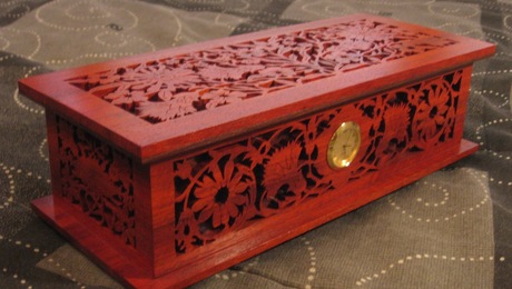Scroll Work Jewelery / Music Box with Clock - FineWoodworking