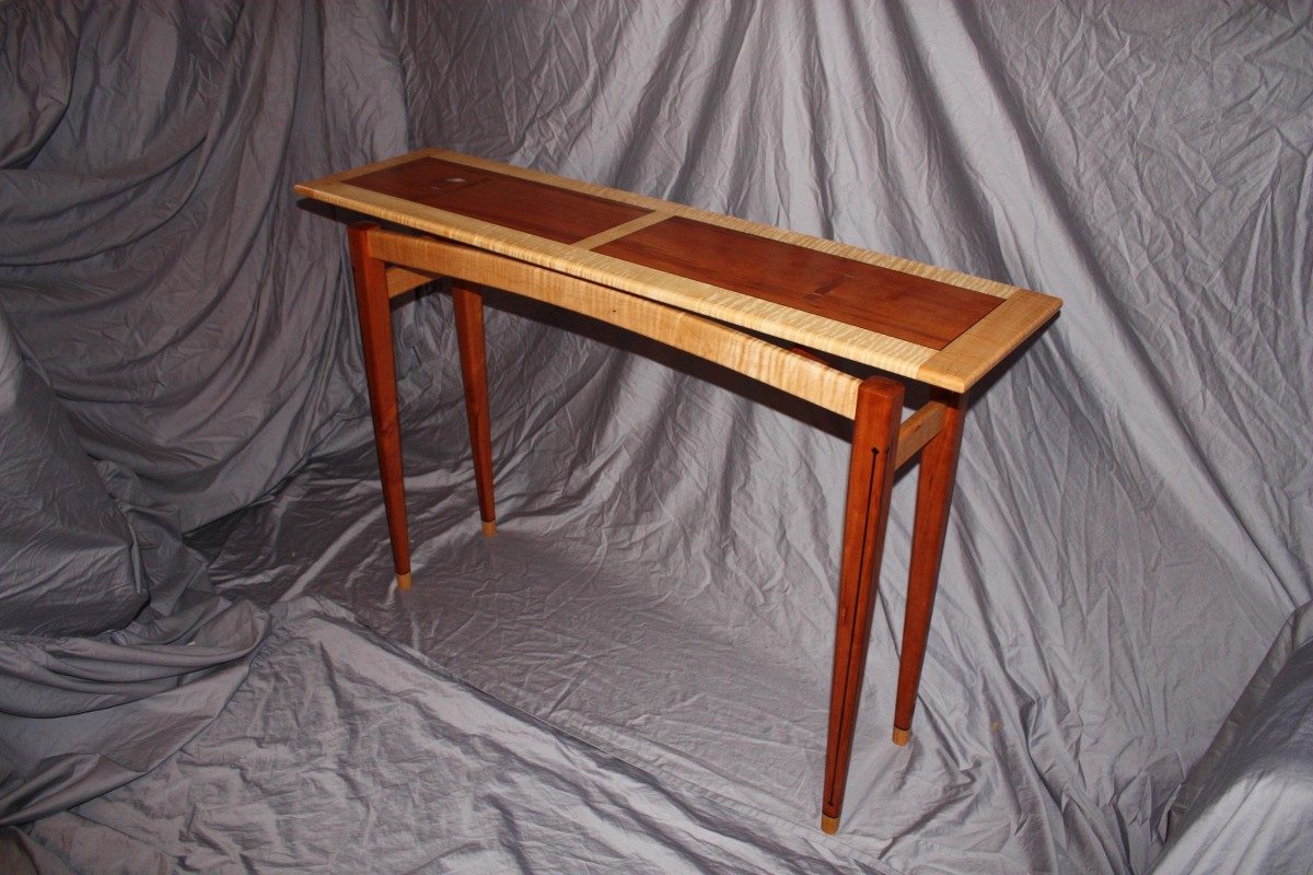 Hall Table - Floating Top - Cherry/Curly Maple w/Ebony&Shell Inaly