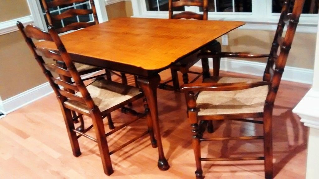 mid 1700's reproduction tavern table with cabriole legs and a porringer